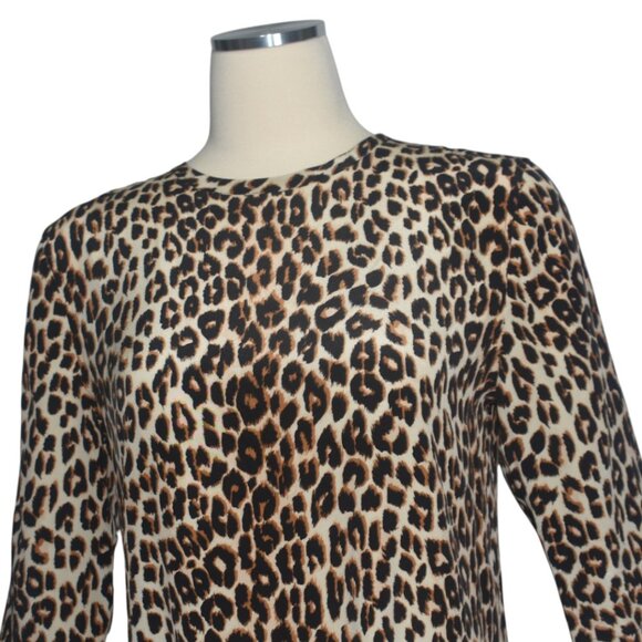 Equipment Femme Aubrey Silk Animal Leopard Print Shift Tunic Dress Pockets S - Picture 2 of 10